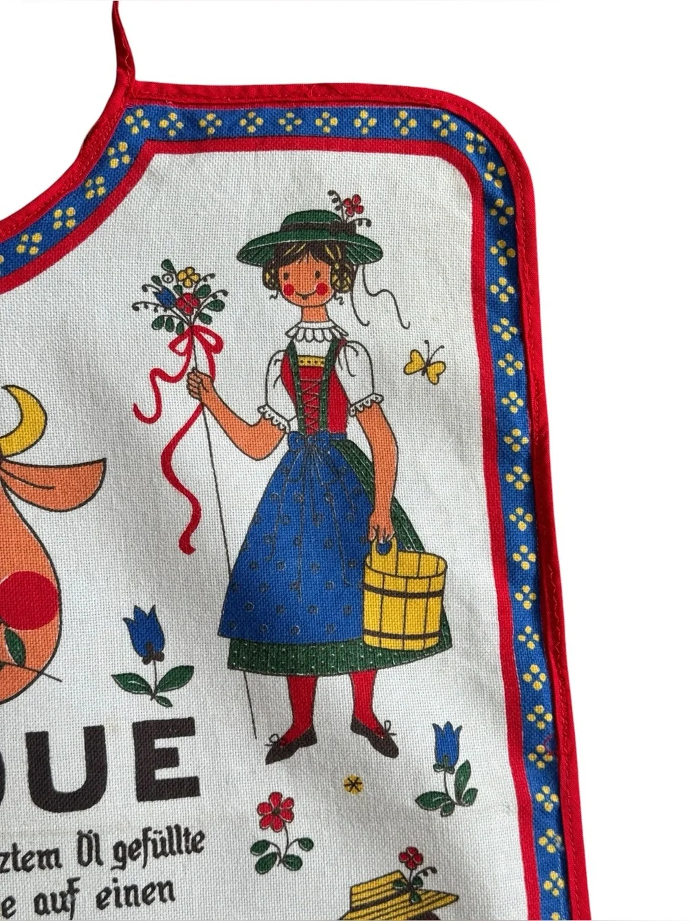 Vintage Kolf Baby Bib Scandinavian / Austrian Design With Fondue Recipe Linen
